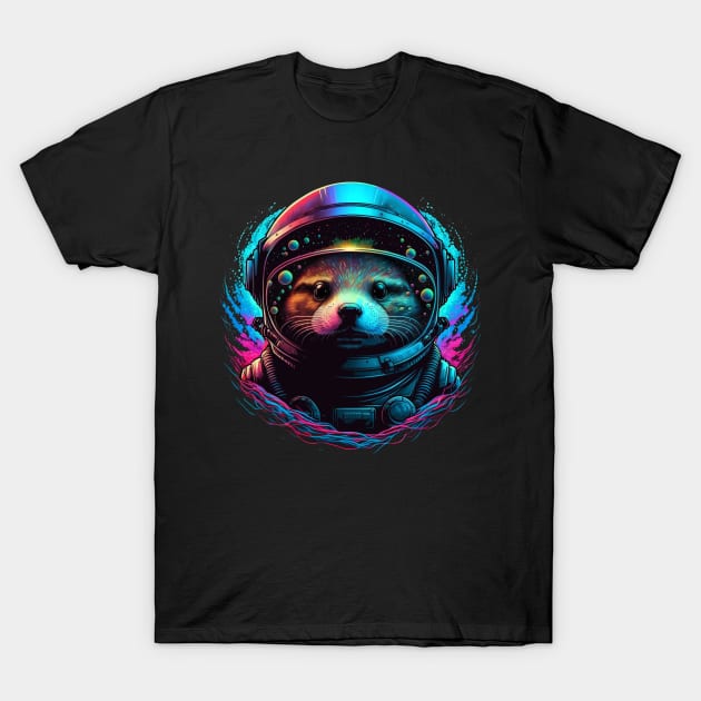 Retrowave Otter Space T-Shirt by MitchLudwig